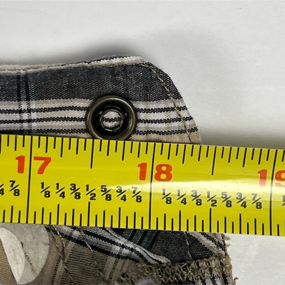 Orvis Trout Bum Sz Mens L Long-Sleeve Snap Western Fishing Shirt Tan Blk Striped - Picture 10 of 14